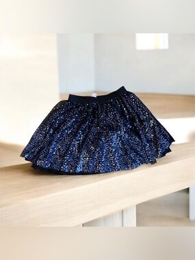 Joe Fresh Kid Girls' Sequin Skirt Navy Blue Medium 7-8 Christmas Festive Party
